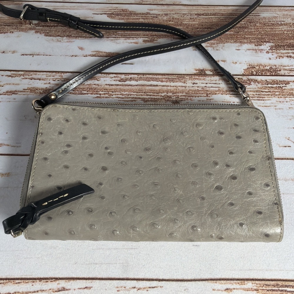 Dooney & Bourke Ostrich Continental Clutch Wallet GRAY Used - Picture 3 of 6